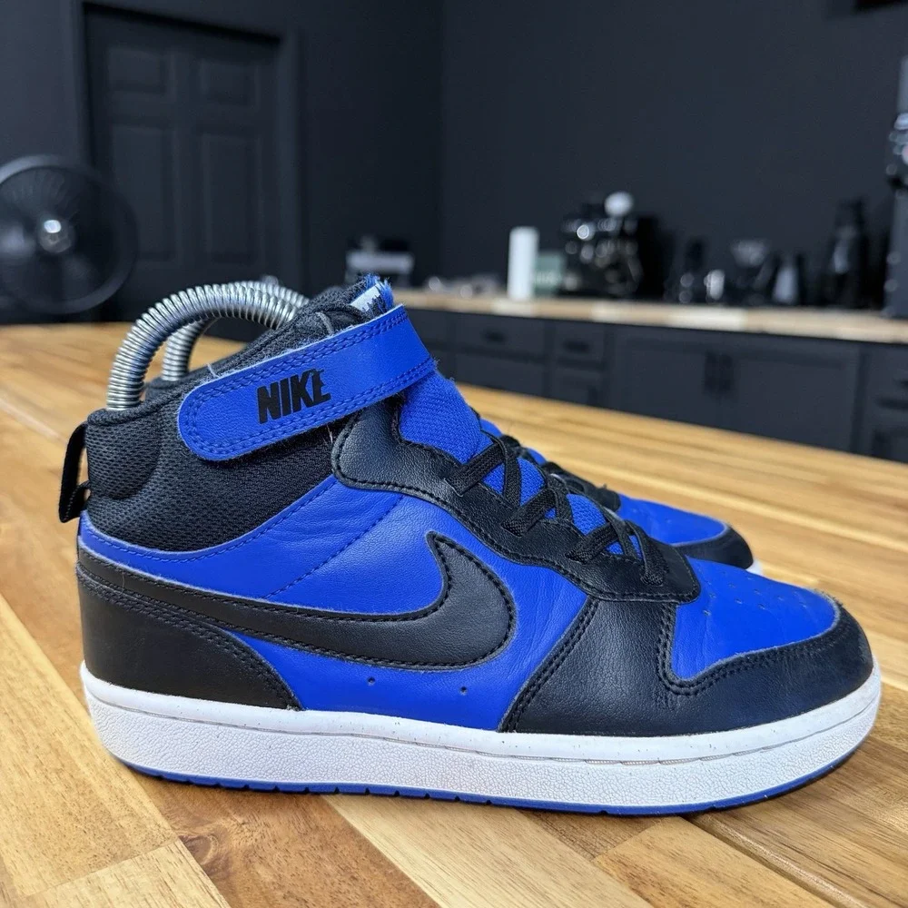 Nike Court Borough Mid 2 Shoes Youth 2.5Y Blue Basketball Sneakers CD7783-404